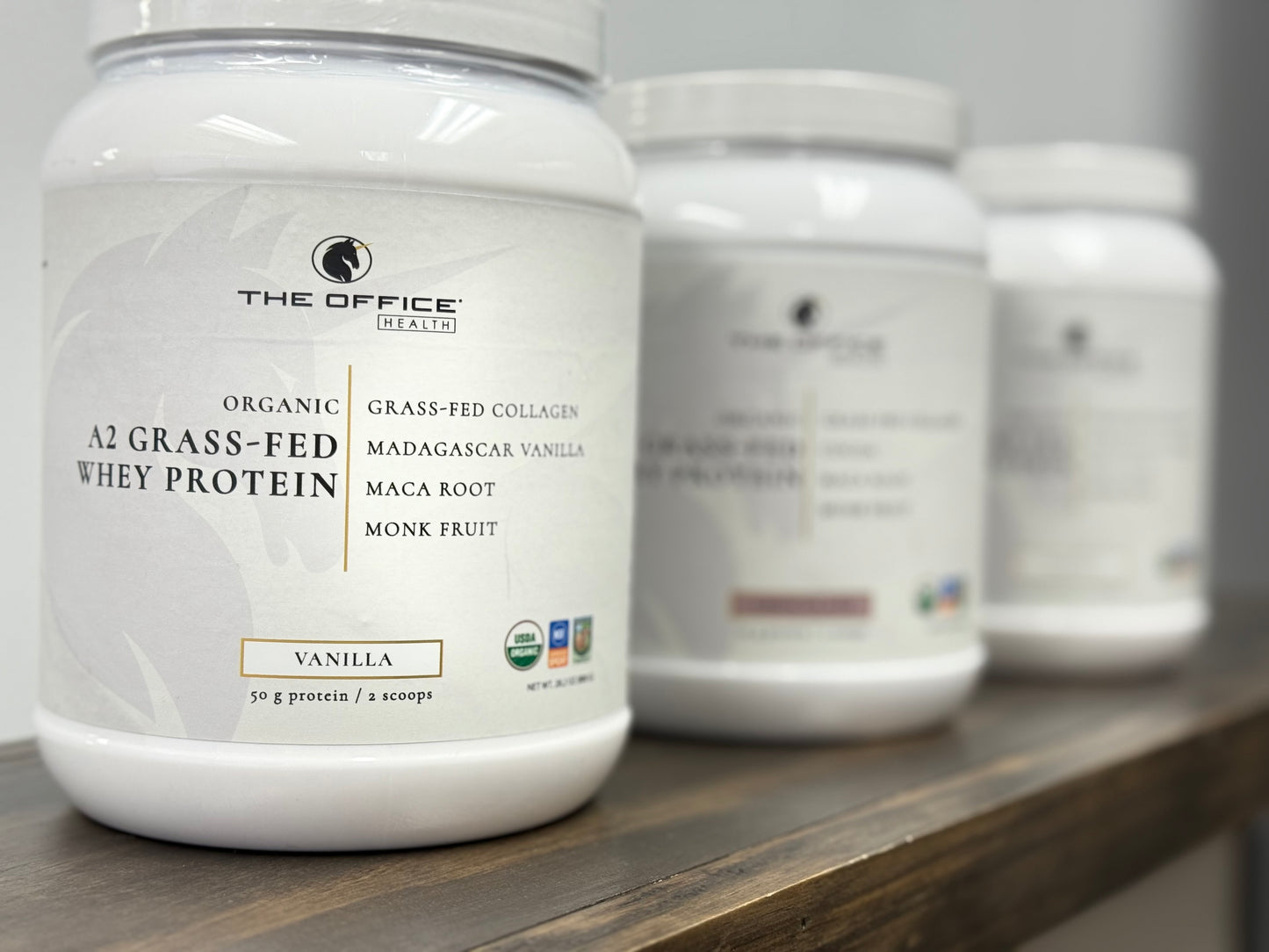 Organic A2 Grass-Fed Whey Protein Powder – Vanilla, Chocolate & Unflavored | The Office Health